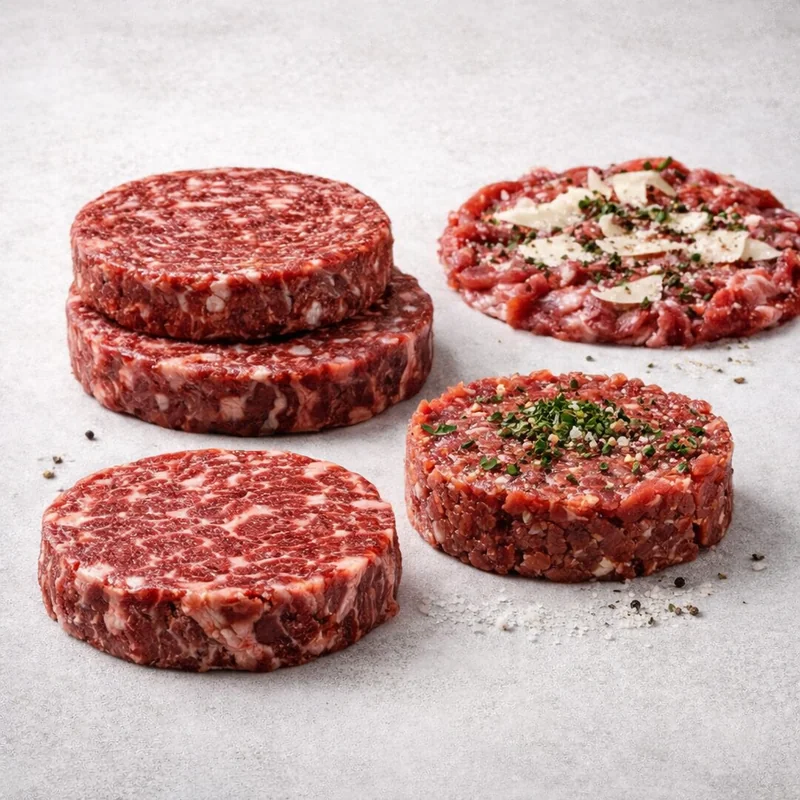 Hamburguesa gourmet de ternera con acabado premium.