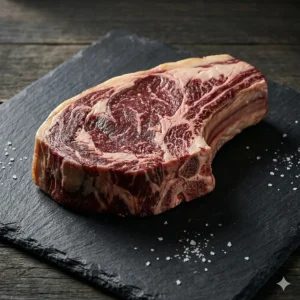 Chuletón de vaca madurada 30 días con infiltración marcada.