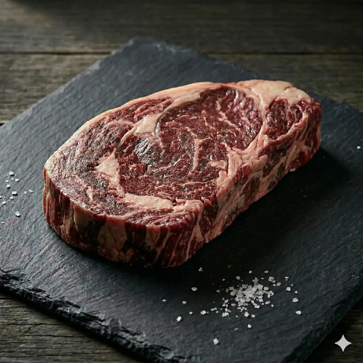 Entrecot de vaca madurada con infiltración marcada.