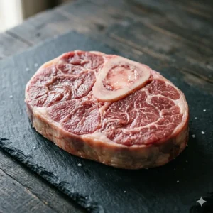 Ossobuco de ternera con hueso central y corte transversal.