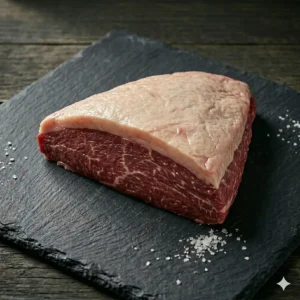 Picaña premium de ternera con capa de grasa característica.