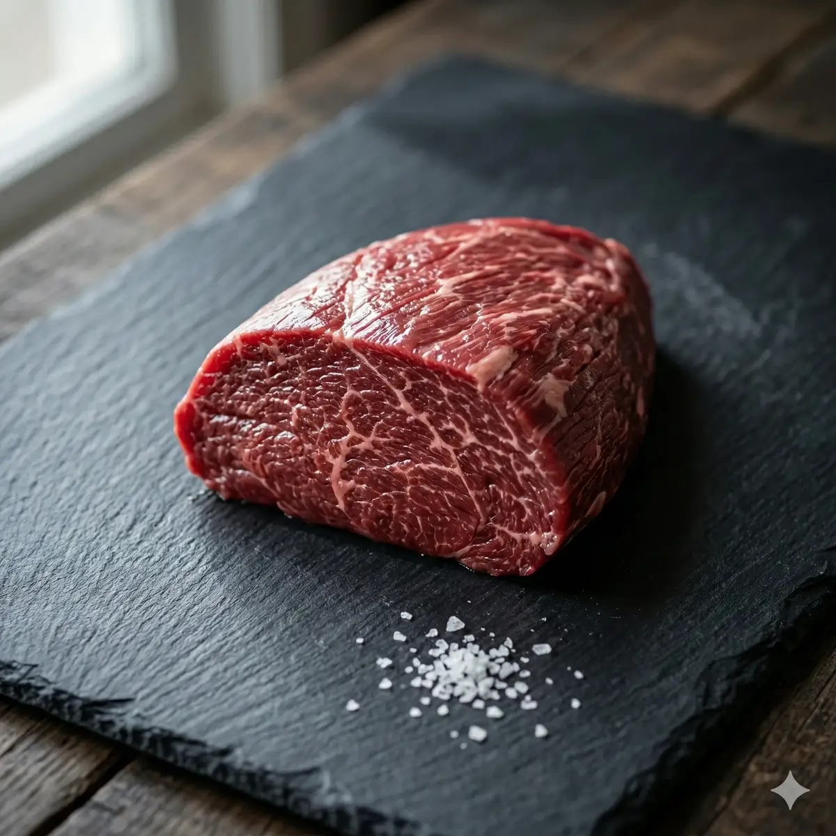 Presa de ternera premium con infiltración visible.