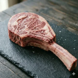 Tomahawk de ternera premium con hueso largo.